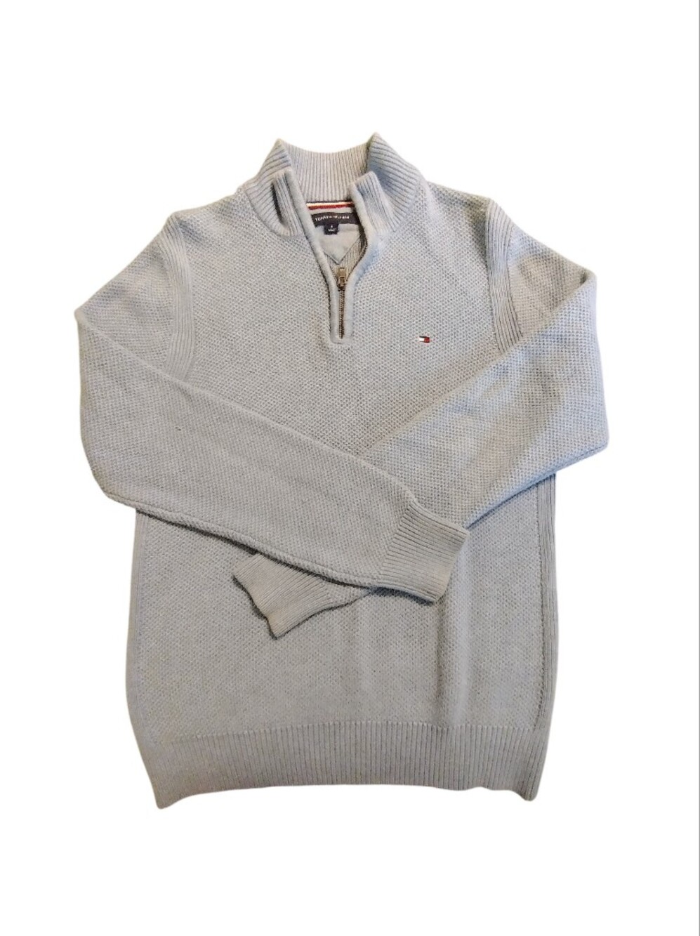Tommy Hilfiger Light Gray Half-Zip Knit Pullover